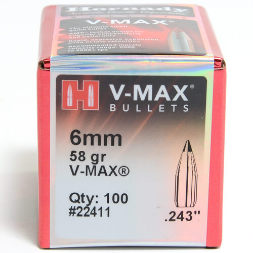 Hornady V-MAX® Projectiles 6mm cal 58 gr 100 Pack