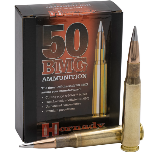 Hornady 50 BMG 750 grain A-Max Match Ammo 10 rd - 8270