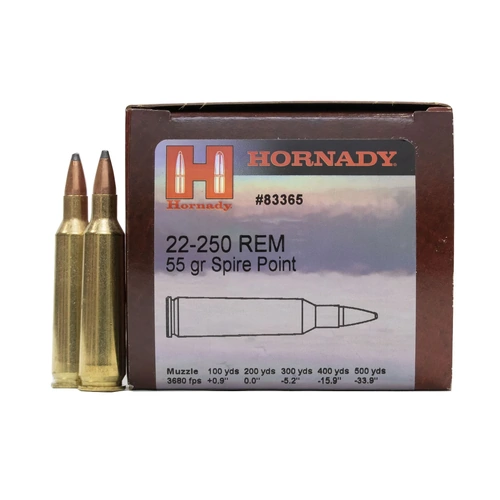 Hornady 22-250 Rem 55 grain SP Hornady Custom Ammo 50 Rounds - 83365