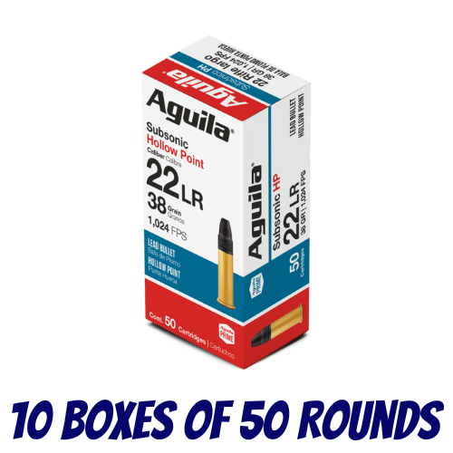 AGUILA Rimfire 22LR Subsonic Lead Hollow Point 38GR Ammo - Brick (500PK) - 1B220268-BRICK