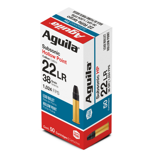 AGUILA Rimfire 22LR Subsonic Lead Hollow Point 38GR Ammo - 50PK - 1B220268