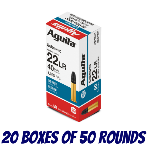 AGUILA Rimfire 22LR Subsonic Lead Solid Point 40GR Ammo - Case (1000PK) - 1B220269-CASE