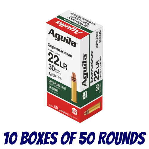 AGUILA Rimfire 22LR Supermax Copper-Plated Solid Point 30GR Ammo - Brick (500PK) - 1B220298-BRICK