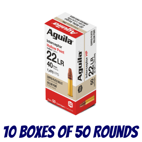 AGUILA Rimfire 22LR Interceptor Hollow Point 40GR Ammo - Brick (500PK) - 1B220321-BRICK