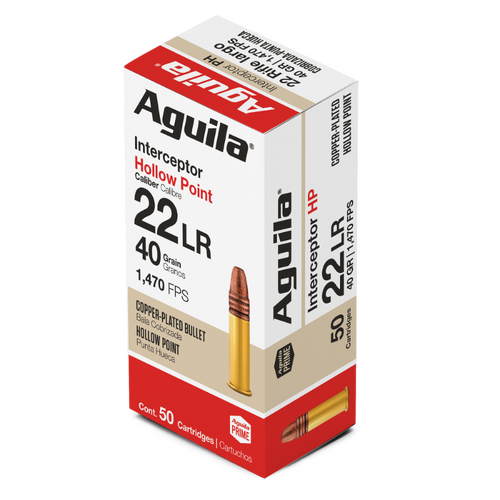 AGUILA Rimfire 22LR Interceptor Hollow Point 40GR Ammo - 50PK - 1B220321