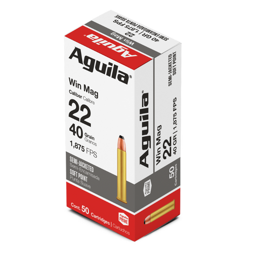 AGUILA Rimfire 22LR Win Mag Semi-Jacketed Soft Point 40GR Ammo, 50PK - A1B222401