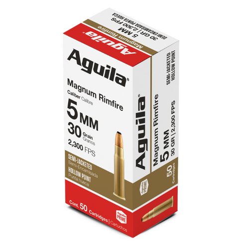 AGUILA Rimfire 5mm Magnum Semi-Jacketed Hollow Point 30GR Ammo, 50PK - A1B222405