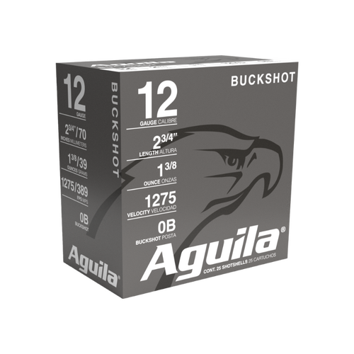 AGUILA Field 12 Gauge 1 oz 2.75'' 0 Buckshot Shotgun Ammo, 25PK - A1C1200BA