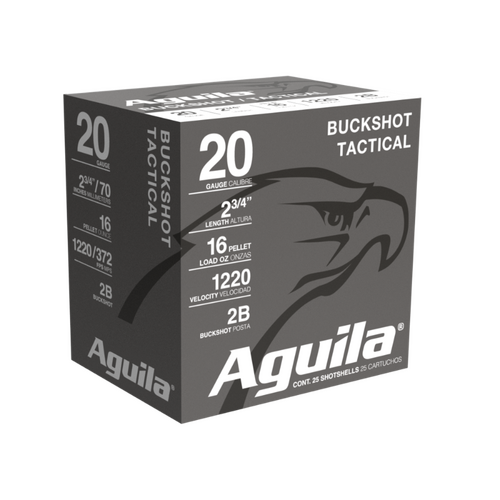 AGUILA 20 Gauge 1 oz 2.75'' 2B Buckshot Shotgun Ammo, 25PK - A1C2002BA