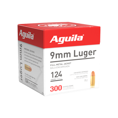 AGUILA 9mm Luger 124GR Full Metal Jacket Pistol Ammo, 300pk - A1E092108