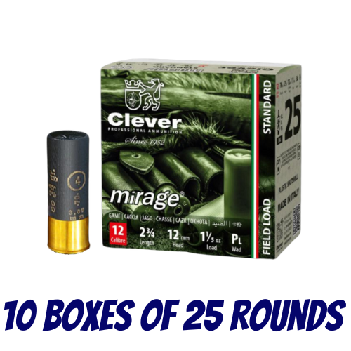 Clever Mirage Standard Game T2 34gm 12g 4 - 10 Boxes Of 25 Rounds - CMSGT212344-250PK