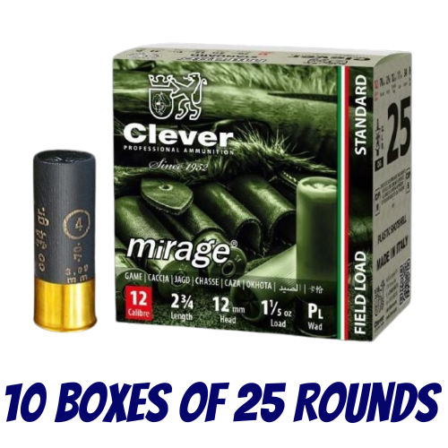 Clever Mirage Standard Game T2 34gm 12ga BB - 10 Boxes Of 25 Pack - CMSGT21234BB-250PK