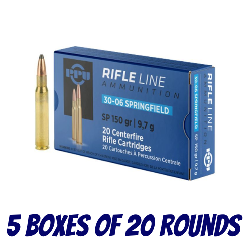 PPU 30-06 Springfield 150gr Soft Point Ammunition - 5 Boxes Of 20 Rounds - HR3006A_BULK