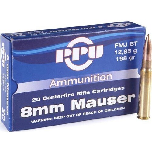 PPU 8x57 Mauser 175gr Pointed Soft Point Boat Tail Ammunition - 20 Pack - HR857B_20PK