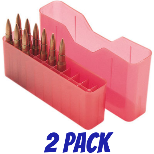 MTM Slip-Top Rifle Ammo Box - 20 Round 2 PACK for Rem Mags, Wby Mags, Win Mags - Red J20-LLD-29