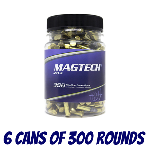 Magtech 22 LR 40GR LRN SV - 6 Cans Of 300 Rounds - 22B-CAN-1800PK