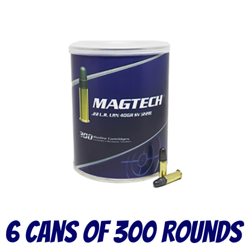 Magtech 22 LR 40GR LRN SV Copper Plated - 6 Cans Of 300 Rounds - 22G-CAN-1800PK