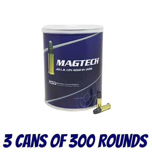 Magtech 22 LR 40GR LRN SV Copper Plated - 3 Cans Of 300 Rounds - 22G-CAN-900PK