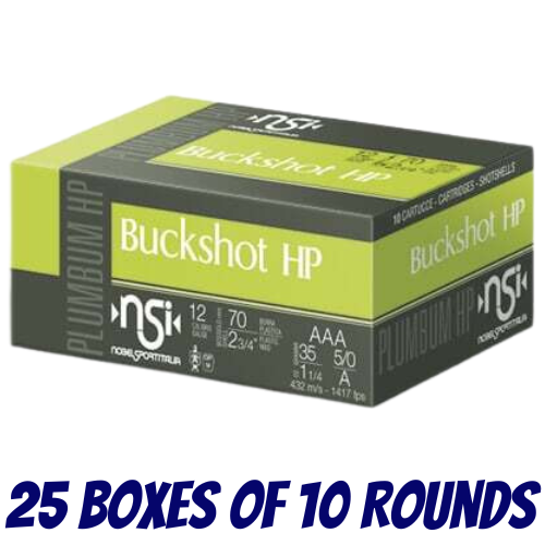 Nobel Sport Italia Buckshot HP 12ga 1417 FPS #AAA - 250 Rounds - NS-BHP12AAA-250PK