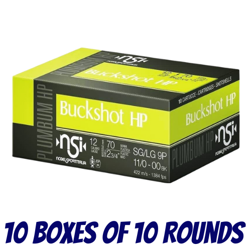 Nobel Sport Italia Buckshot HP 12ga 1417 FPS #SG/00 9 Pellet - 250 Rounds - NS-BHP12SGLG-250