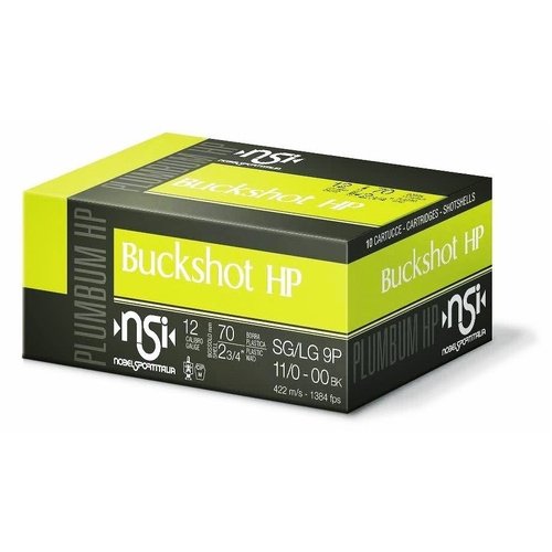 Nobel Sport Italia Buckshot HP 12ga 1417 FPS #SG/00 9 Pellet - 10 Rounds - NS-BHP12SGLG