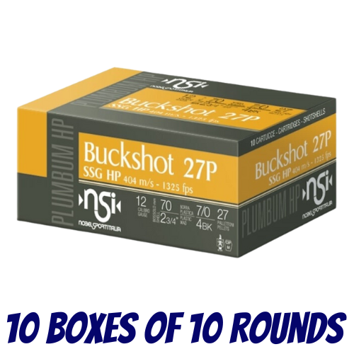 Nobel Sport Italia Buckshot HP 12ga 1417 FPS #SSG/0000 27 Pellet - 250 Rounds - NS-BHP12SSG