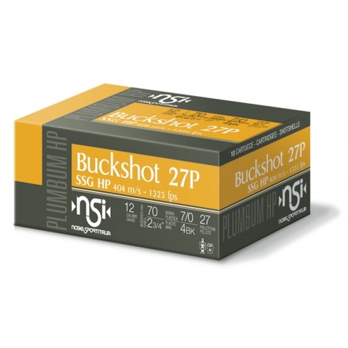 Nobel Sport Italia Buckshot HP 12ga 1417 FPS #SSG/0000 27 Pellet - 10 Rounds - NS-BHP12SSG