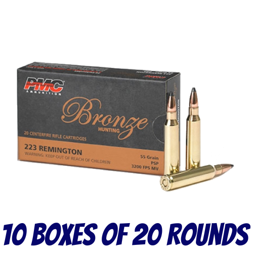 PMC 223 Remington 55 Grain SP Bronze Line - 10 Boxes Of 20 Rounds - 223SP-200PK
