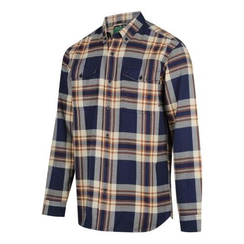 Ridgeline Organic Check Shirt Navy And Brown XS  - RLCCSBCBLU0