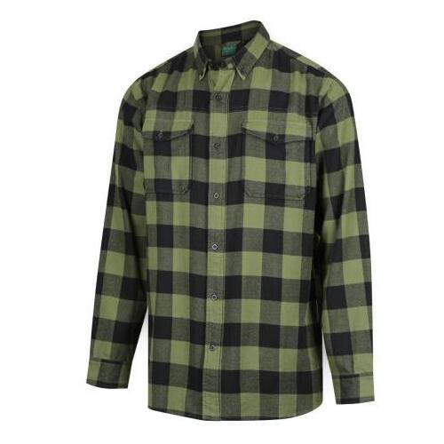 Ridgeline Mens Organic Check Shirt Olive S  - RLCCSOGO1