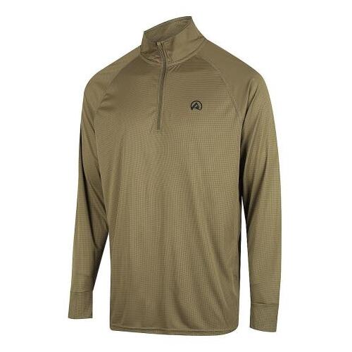 Ridgeline Mens Performance Qtr Zip Top Dark Khaki S  - RLCLSMLDK1