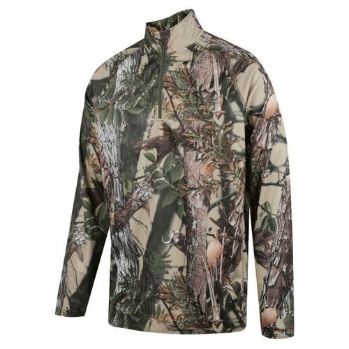 Ridgeline Mens Whanau Quarter Zip Top Buffalo Camo S  - RLCLSWNX1