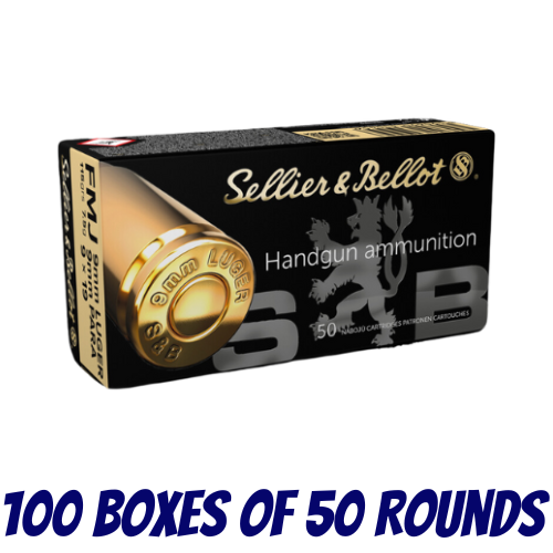 Sellier & Bellot 9mm Luger 115 grain FMJ 5000 Round Pack V310452-5000