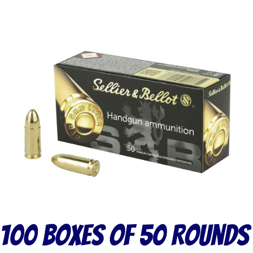 Sellier & Bellot 9mm Luger 124 grain FMJ 5000 Round Pack V310492-5000