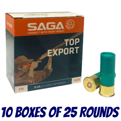 SAGA Top Export 12ga 36gr #AAA Ammunition - 250 Pack - U2364007521-250PK