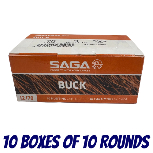 SAGA Buckshot 12ga 34gr #9P Ammunition - 100 Pack - U2984000866-100PK